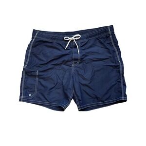 Gap 60's style Boardshort Mens XL Navy Blue 8 Inch Inseam Swim Trunks Nylon